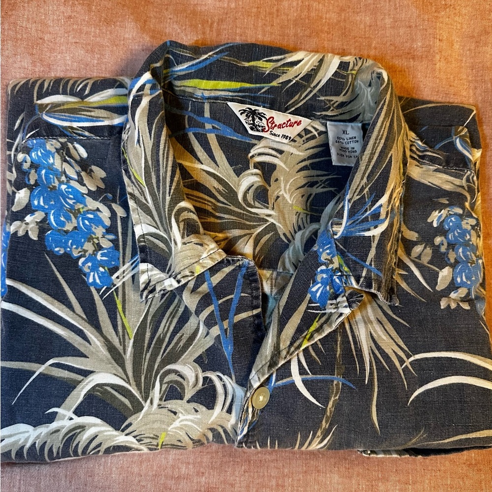 Structure Black and Blue Floral Casual Shirt